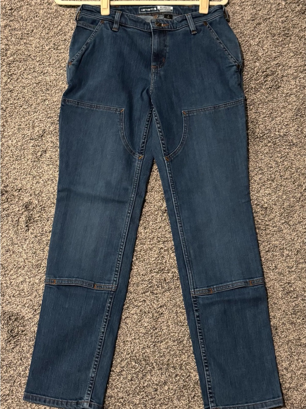 NWT Carhartt Blue Denim Relaxed Fit Carpenter Jeans